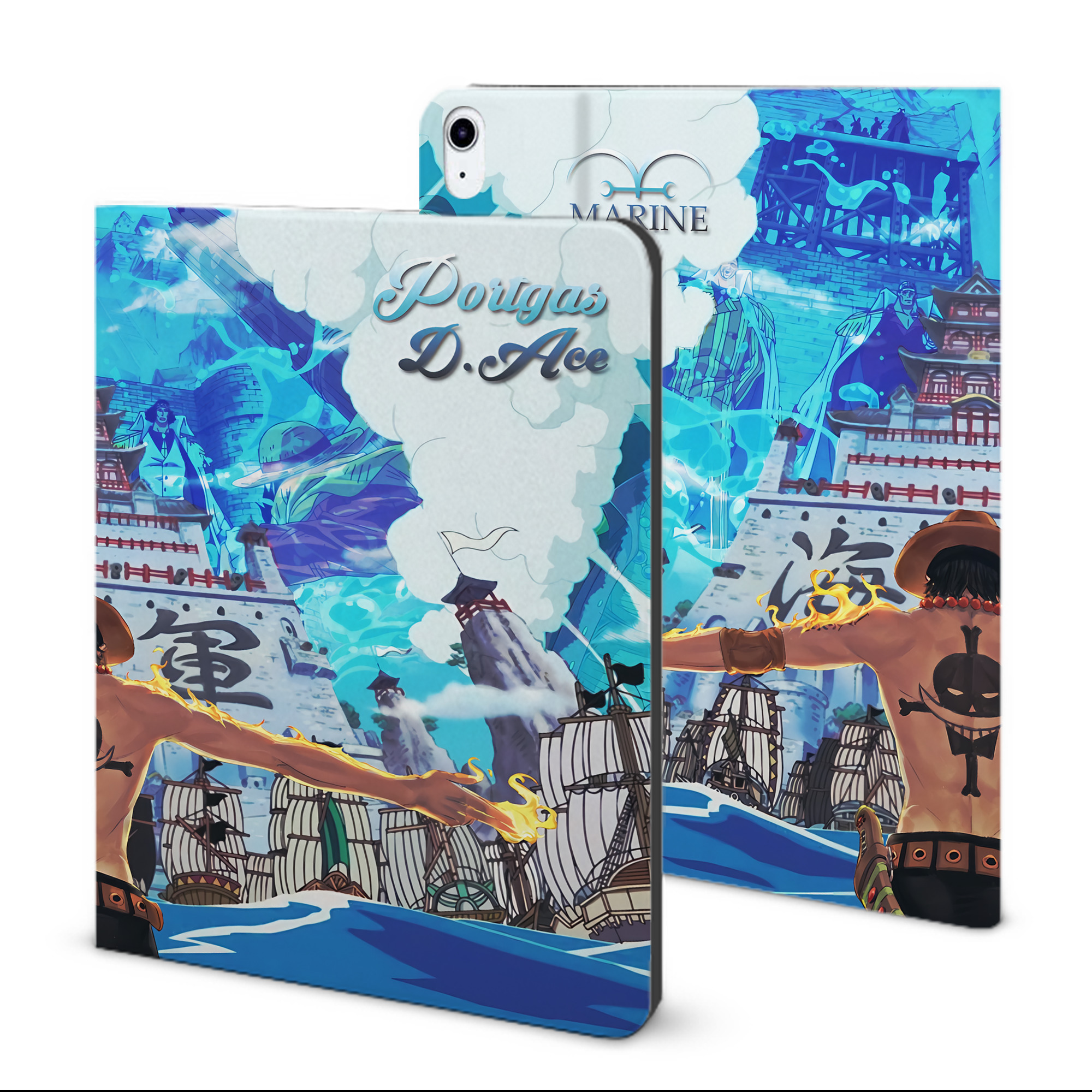 ワンピース ONE PIECE IPad ケース ブック型 PUレザー TPU 耐衝撃 軽量 薄型 ペン収納なし 全面保護 IPad 各モデル対応